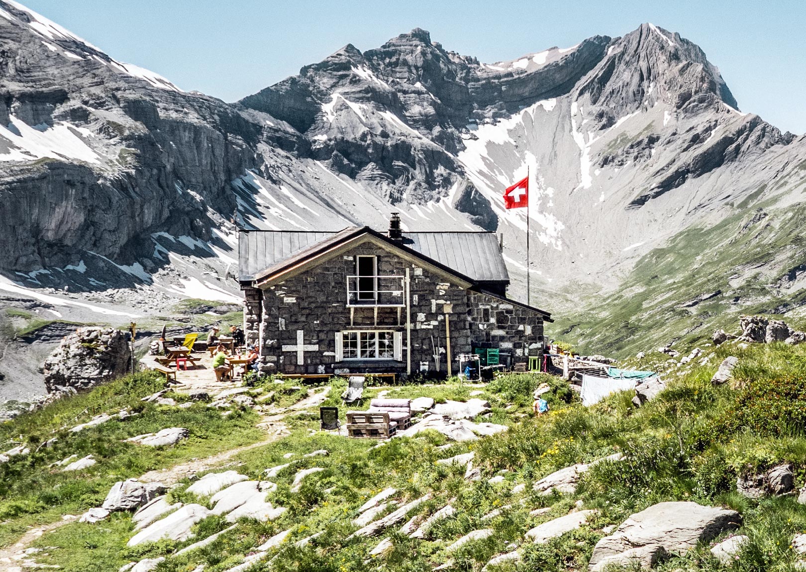 Hütte in den schweizer Alpen