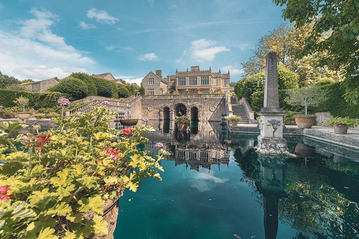 The estate’s boating lake, with the manor house in the background.